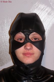 Face mask partly open with snap fasteners