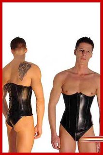 Men corset with zipper and lacing