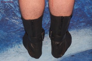 Booties with zipper, d-rings and belts